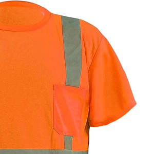 T-shirt de sécurité réfléchissant à manches courtes de haute qualité vêtements de travail en coton haute visibilité sécurité routière hommes - Product Image 5