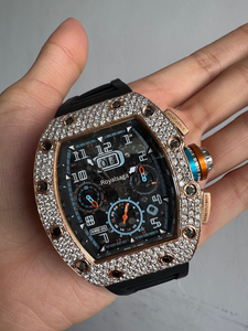 นาฬิกาสายยางสีดำสำหรับผู้ชายดีไซน์แนวสปอร์ตที่ไม่เหมือนใครดูหรูหราเคสเพชร VVS Moissanite - Product Image 2