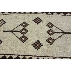 พรมตุรกีวินเทจ, พรมปูพื้นขนาด 3.2x11.7 ฟุต, พรมขนสัตว์โมร็อกโกสีน้ำตาลขาว - Product Image 5