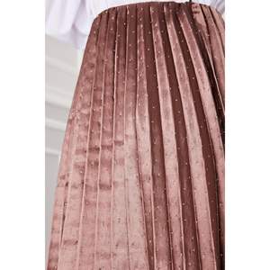 Jupe portefeuille marron plissée en satin Imprimé numérique Pierres saupoudrées Long Style droit Respirant Spandex Matériel Teint uni - Product Image 6