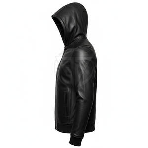 Sweat à capuche en cuir d'hiver élégant pour homme - Texture intérieure douce et écologique, ajustement et design personnalisables - Product Image 5