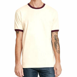 El siguiente nivel Unisex Fine Jersey Ringer Tee (3604) Camisetas naturales/negras Fine Jersey Ringer T Shirt Custom Logo T Shirts - Product Image 1