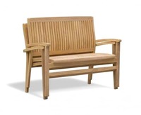 Banco Apilable de Jardín Minimalista de Teca Personalizado para Uso en Exteriores, Hotel, Apartamento, Patio, Restaurante, Resistente al Agua, 2 Plazas, Duradero