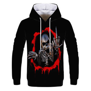 Sudadera con Capucha de Calavera al por Mayor para Hombre, Sudadera con Estampado Gráfico 3D, Sudadera con Bolsillo, Ropa de Calle Moderna, Sudaderas con Logotipo Personalizado, Proveedor OEM - Product Image 4
