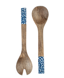 Ensemble de saladier en bois d'acacia à mains de 11 pouces, manche en bois et résine, outils de brassage de salade, serveurs à salade en bois - Product Image 1