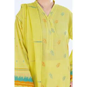 Conjunto de Traje de 3 Piezas sin Costuras en Jacquard Amarillo para Mujer - Product Image 2