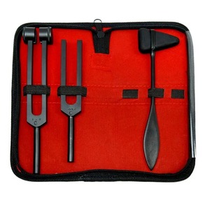 Ensemble de 3 diapason noir complet avec marteau Taylor Reflex et étui de transport 128Hz 256Hz 512Hz Hz Kit de diagnostic médical - Product Image 1