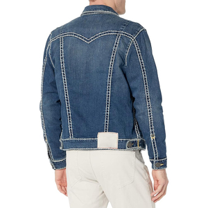 Veste en jean pour hommes sur mesure fabriquée en usine pour hommes Slim Fit Vêtements d'extérieur décontractés Veste boutonnée en jean en coton pour hommes - Product Image 2