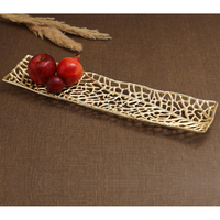Plateau à fruits décoratif de luxe en aluminium doré, design moderne, fait main, compatible lave-vaisselle, centre de table en métal ajouré pour la maison et l'hôtel