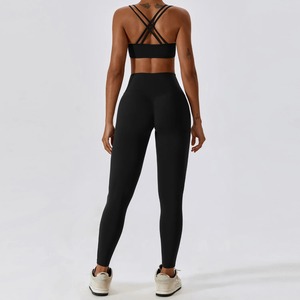 Conjunto Deportivo de Yoga, Conjunto de Entrenamiento con Sensación de Desnudo, Chándal para Mujer, Gimnasio, Push up, Fitness, Correr, Entrenamiento, Ropa Deportiva, Sujetador, Leggings, Traje - Product Image 2