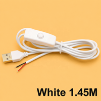 Cable de Alimentación con Interruptor de 5V, USB Macho a Conexión de 2 Núcleos, Botón de Encendido/Apagado 501 para Tiras LED, Lámparas, Bombillas, Luces DIY