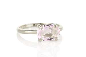 Delicado Natural rosa cuarzo facetado piedra preciosa pura Plata de Ley 925 anillos de forma ovalada joyería fina pequeños anillos de Piedra Rosa - Product Image 3