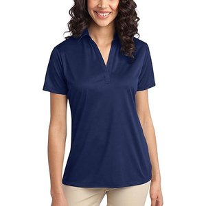 Camiseta de Manga Corta de Algodón para Mujer OEM y ODM, Cuello Polo, Dobladillo Curvo con Estampado para Verano - Product Image 4