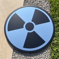 Plaque murale de vanité en acrylique imprimée sur mesure OEM, motif miroir anime cercle et graphique de danger nucléaire, vente en gros