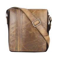 Tas Selempang Kulit Asli Vintage Tahan Air dengan Ritsleting, Dapat Disesuaikan, Unisex, untuk Perjalanan, Laptop, Tablet, dan Penyimpanan Foto