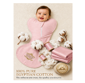 Snug Hippo Baby Swaddle Pink <b>Comfortable</b> Newborn Sleep Sack Ergonomic Arms Up Design Premium Soft Cotton - Product Image 1