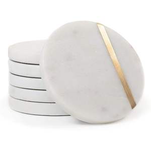 White Makhrana Stone <b>Coasters</b> Set of 4 Handcrafted <b>Drink</b> <b>Coasters</b> for Stylish Table Protection and Home Decor hot selling stone - Product Image 5
