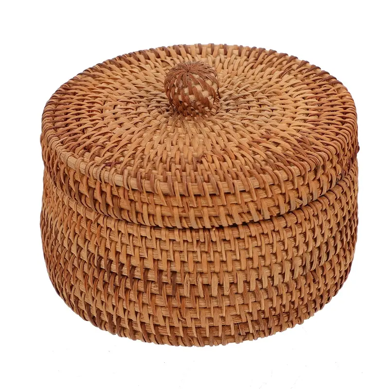 Essentiel petite boîte en rotin en osier avec couvercle mini boîte à épices en rotin pour la décoration de la maison boîte de rangement de cuisine faite à la main