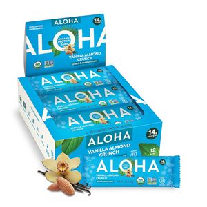 Barras de Proteína Vegetal Orgánica ALOHA (Sabor Vainilla y Almendra Crujiente, Paquete de 12) - Product Image 4