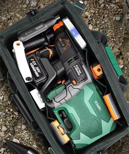 Tool Bag With Multiple Pockets Green Black Color Durable Carry Case For Tools Equipment Storage - Product Image 5