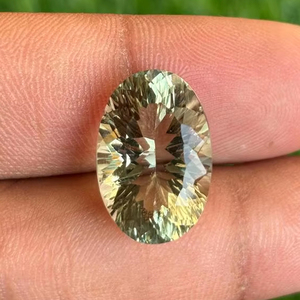 Fabricante directo de la India, amatista verde Natural, corte Concav, piedra preciosa ovalada pulida para la fabricación de joyas, piedra preciosa suelta cortada Concav - Product Image 1