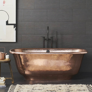 Chausson de bain simple autoportant en cuivre fait à la main Baignoire au prix de gros pour villa de luxe Baignoire en cuivre à jupe patinée Nickle - Product Image 2