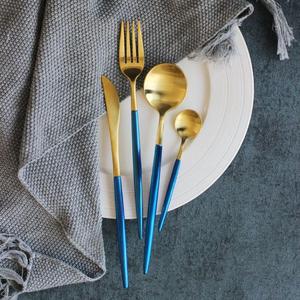 Luxury <b>Cutlery</b> <b>Set</b> Wedding Decor Stainless Steel Food Grade Golden Flatware <b>Set</b> With <b>Black</b> Handles Latest Arrival - Product Image 3