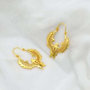Pendientes de Aro con Diseño de Águila Tribal, Joyería Boho de Latón para Mujer, Chapados en Oro de 18k, Tema Animal, Venta al Por Mayor - Product Image 6