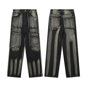 Jeans de Mezclilla 2026, Estilo Urbano, Lavado Vintage con Efecto Desgastado, Parches, para Hombre, Ropa Urbana, Pantalones Lavados - Product Image 3