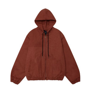 Chaqueta de trabajo con capucha lavada y cremallera completa Chaqueta de lona de algodón pesado para hombres - Product Image 2