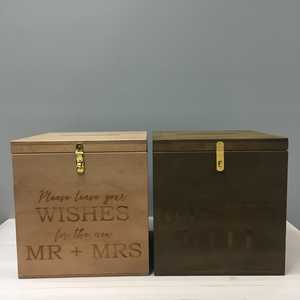 X-Large Stained <b>Hinged</b> Wishing Well Wedding Decorations Nordic <b>Light</b> Walnut Handmade Laser Engraving Options - Product Image 1