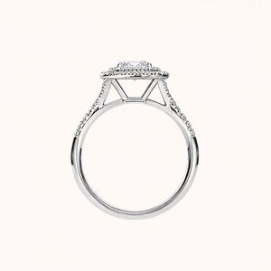 IGI Certified Princess Cut Lab Grown Diamond Halo Engagement <b>Ring</b> 14K White / Rose And Yellow Gold Pave Diamond Wedding <b>Ring</b> - Product Image 4