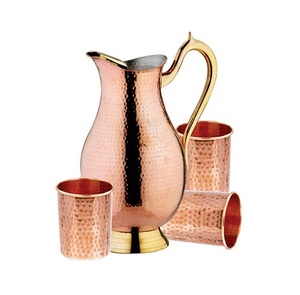 Unique Style Copper <b>Jug</b> Hammered Design Wedding Home Kitchen Decoration Dining Table <b>Water</b> Serving <b>Jug</b> With Lid - Product Image 5