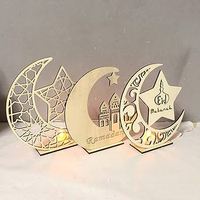 Support de bougie chauffe-plat en bois fait main pour décoration intérieure, ornements modernes à base LED, structure géométrique lune/étoile, sans flamme, écologique
