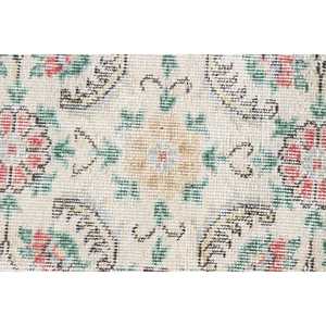Tapis turc vintage 3,9x6,6 pi (118x202 cm), tapis patchwork rouge et blanc - Product Image 5