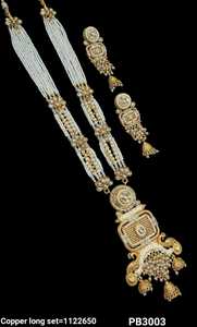 Haute Premium Collection Fleur Conception Kundan Pierre & Minakari Travail Cuivre Perle Travail Long Bijoux Avec Boucle D'oreille Ensemble Pour Les Femmes - Product Image 4