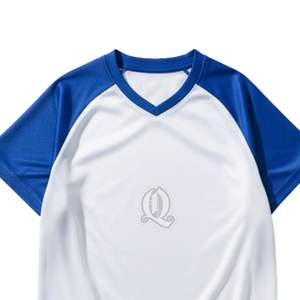 ชุดกีฬาผ้าโพลีเอสเตอร์ลายทางสีฟ้าขาวระบายอากาศได้ดีผ้าโพลีเอสเตอร์แห้งเร็วสำหรับผู้ชายทีมฝึกซ้อมและจับคู่ - Product Image 6