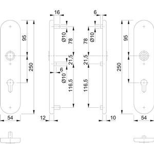 Long 92 mm HOPPE Silver-Colored F1 PZ Escutcheon Pair E3331/3310 F1 for Blinds <b>Shades</b> & Shutters - Product Image 3