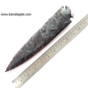 Vente en gros de 10 pouces d'agate indienne pierre semi-précieuse artisanat en pointe de flèche silex pierre précieuse style mascotte - Product Image 3