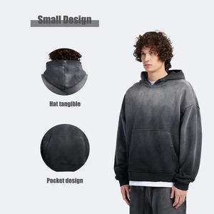 Custom 500gsm Oversized Heavy Weight 100% Cotton Hoodie Latest <b>Vintage</b> Acid Washed Streetwear Plus Size for Winter <b>Tracksuits</b> - Product Image 6