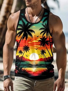Summer Tank <b>Top</b> Men's Hawaii Beach Casual Clothing Quick Drying <b>Silk</b> Fit <b>Sleeveless</b> Shirt Mens Fashionable Body-Shaping Tank <b>Top</b> - Product Image 4