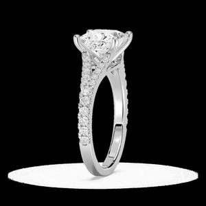 Anillo de Compromiso con Diamante Cultivado en Laboratorio, Corte Marquesa, 2.25 CTW, Banda con Pavé, Certificado IGI, Oro Sólido de 14K - Product Image 3