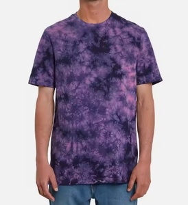 100% camisetas de fibra de bambú de algodón nuevos hombres con estilo de alta calidad peso personalizado Tie Dye camiseta de gran tamaño cuello redondo transpirable Formal - Product Image 2