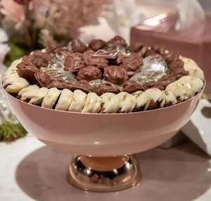 Tazón de Metal para servir Chocolate, tazón de Chocolate de forma curva, exhibición de postre dulce Vintage para accesorios de cocina - Product Image 5