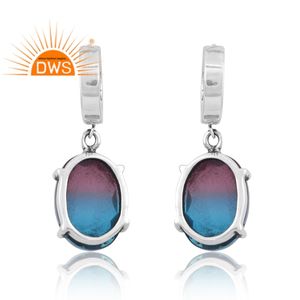 Meilleure vente 925 argent Sterling naturel Bio Alexandrite Doublet Quartz pierres précieuses goutte boucle d'oreille bijoux personnalisés pour les femmes - Product Image 2