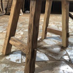 Tabouret en teck recyclé vintage, rustique, durable, en bois massif, pour restaurant, café, hôtel, entrée, entrepôt, appartement - Product Image 6