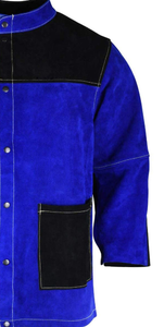 แจ็คเก็ตงานเชื่อมหนังวัวสีฟ้าสำหรับช่างเชื่อมเสื้อแจ็กเก็ตนิรภัยสไตล์ชุดทำงาน - Product Image 4