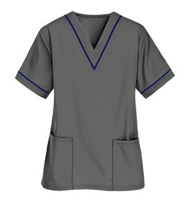 Haut de travail unisexe à ajustement flexible, léger et respirant en denim pour médecins, infirmières et professionnels de la santé - Product Image 3