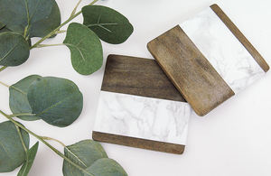 Posavasos de madera de mármol creativo para el hogar de barra redonda, posavasos de piedra sin madera y mármol blanco de la India - Product Image 2