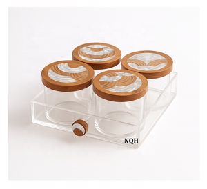 Ramadan 2026 Square Acrylic <b>Storage</b> Jars 3-Piece Set Wooden Lids Mother-of-Pearl Inlay Handmade Airtight Containers for Dry - Product Image 6